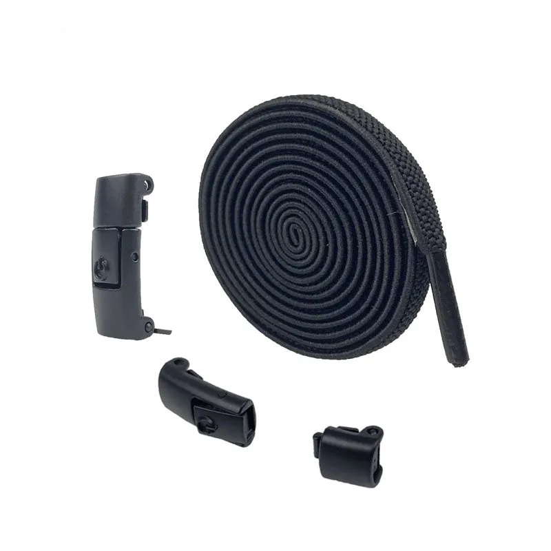 (1 pair) 6mm Elastic Shoelaces without Tying Quick Release Shoelaces - Black