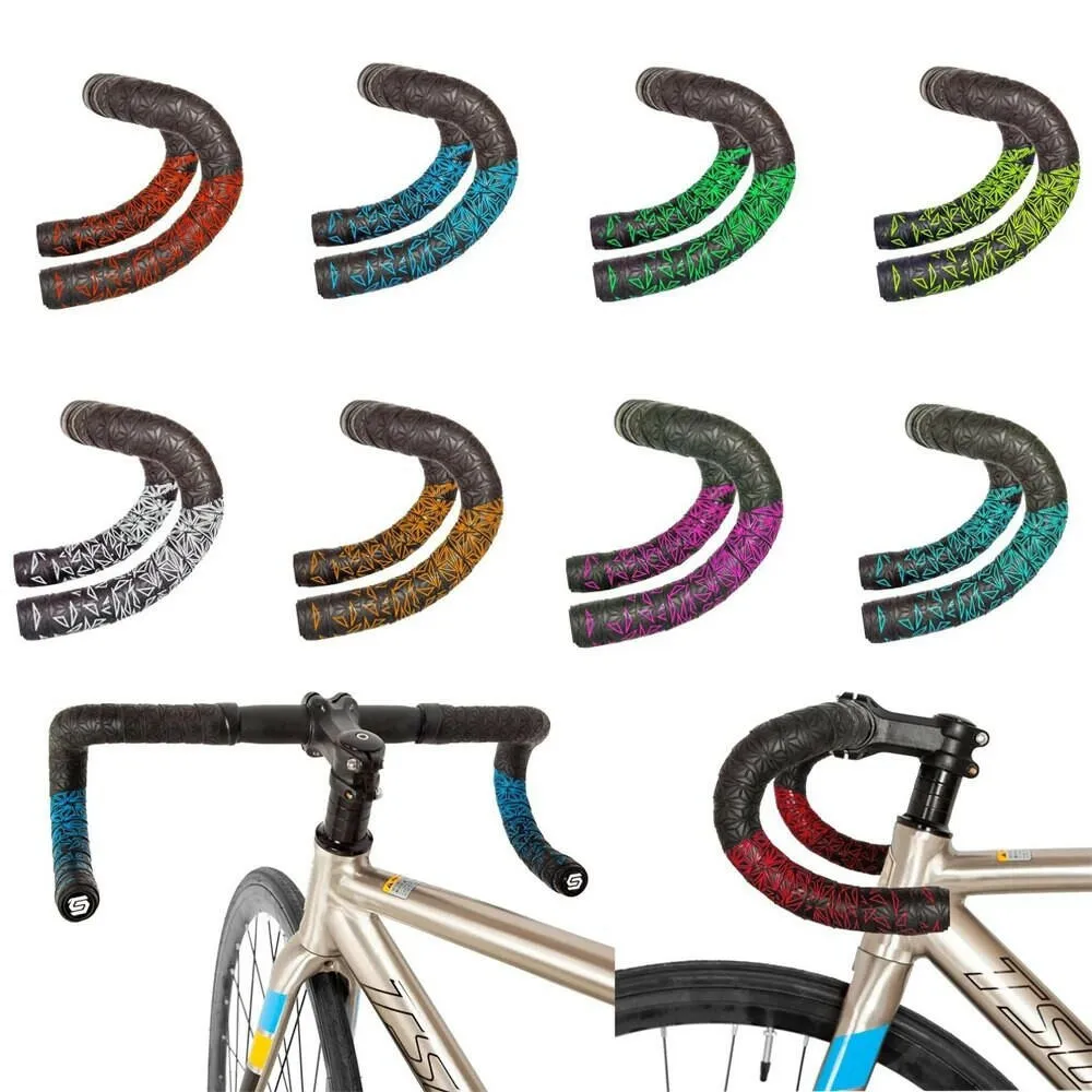 1 pair  New Road Bicycle Double-Color Chrysanthemum Pattern Bar Tape EVA/PU oft Anti-Vibration Wrap Tape Durable Bartape 2150mm