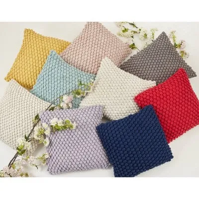 20"x20" Oversize Down Filled Crochet Pom-Pom Square Throw Pillow Gray - Saro Lifestyle
