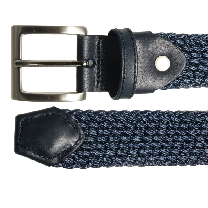 30 mm Leather-Trimmed Viscose Belt Airforce-Blue