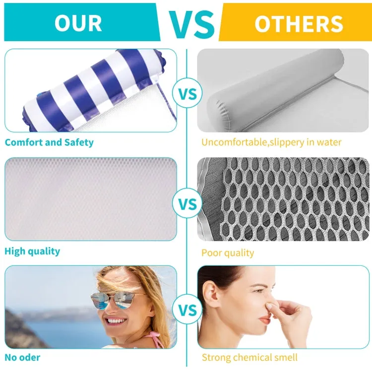 4-tube PVC Inflatable Foldable Floating Row Summer Swimming Pool Water Hammock(Straight Striped Light Blue)