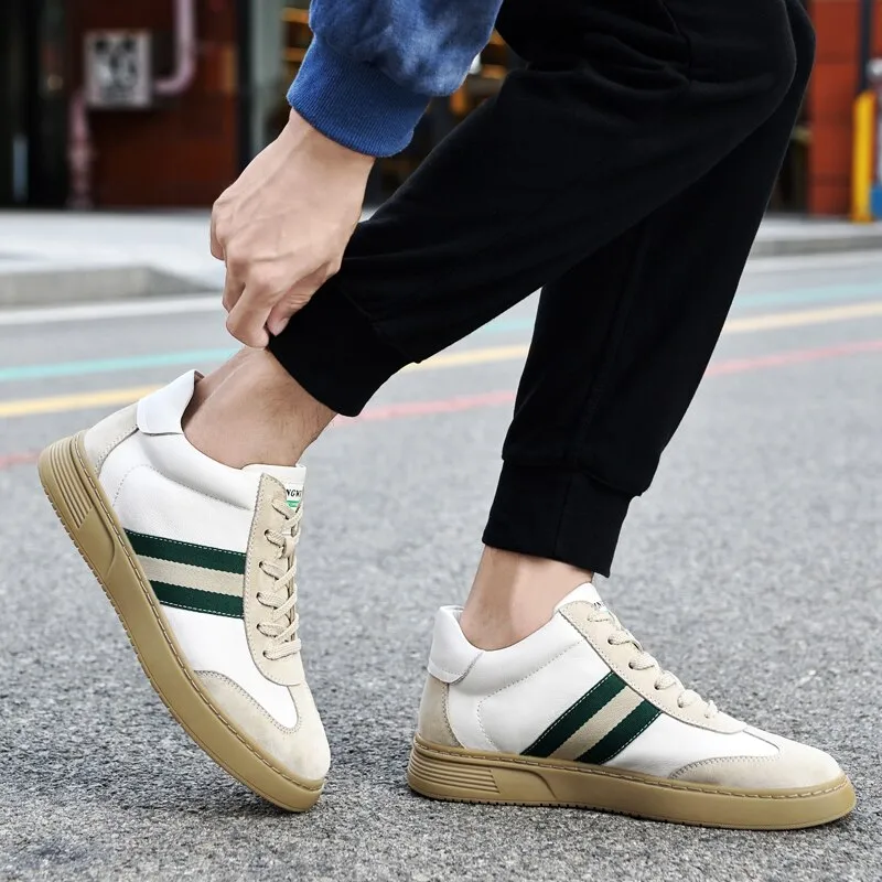 Advbridge Men Casual Shoes High Quality Genuine Leather Sneakers Men High Top German Training Shoes Shoes Winter Warm Snow Shoes with Fur
