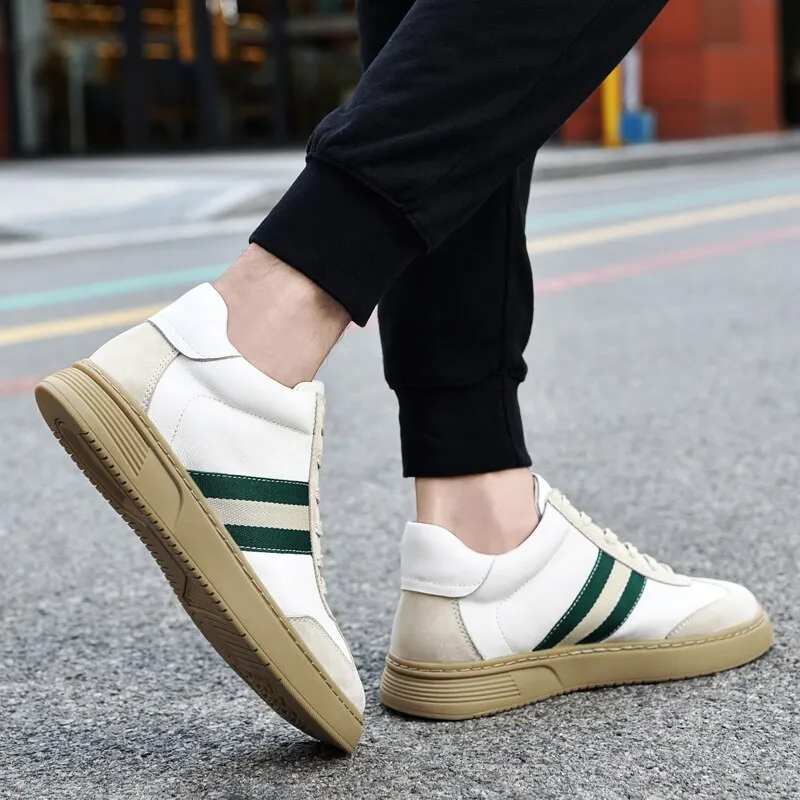 Advbridge Men Casual Shoes High Quality Genuine Leather Sneakers Men High Top German Training Shoes Shoes Winter Warm Snow Shoes with Fur