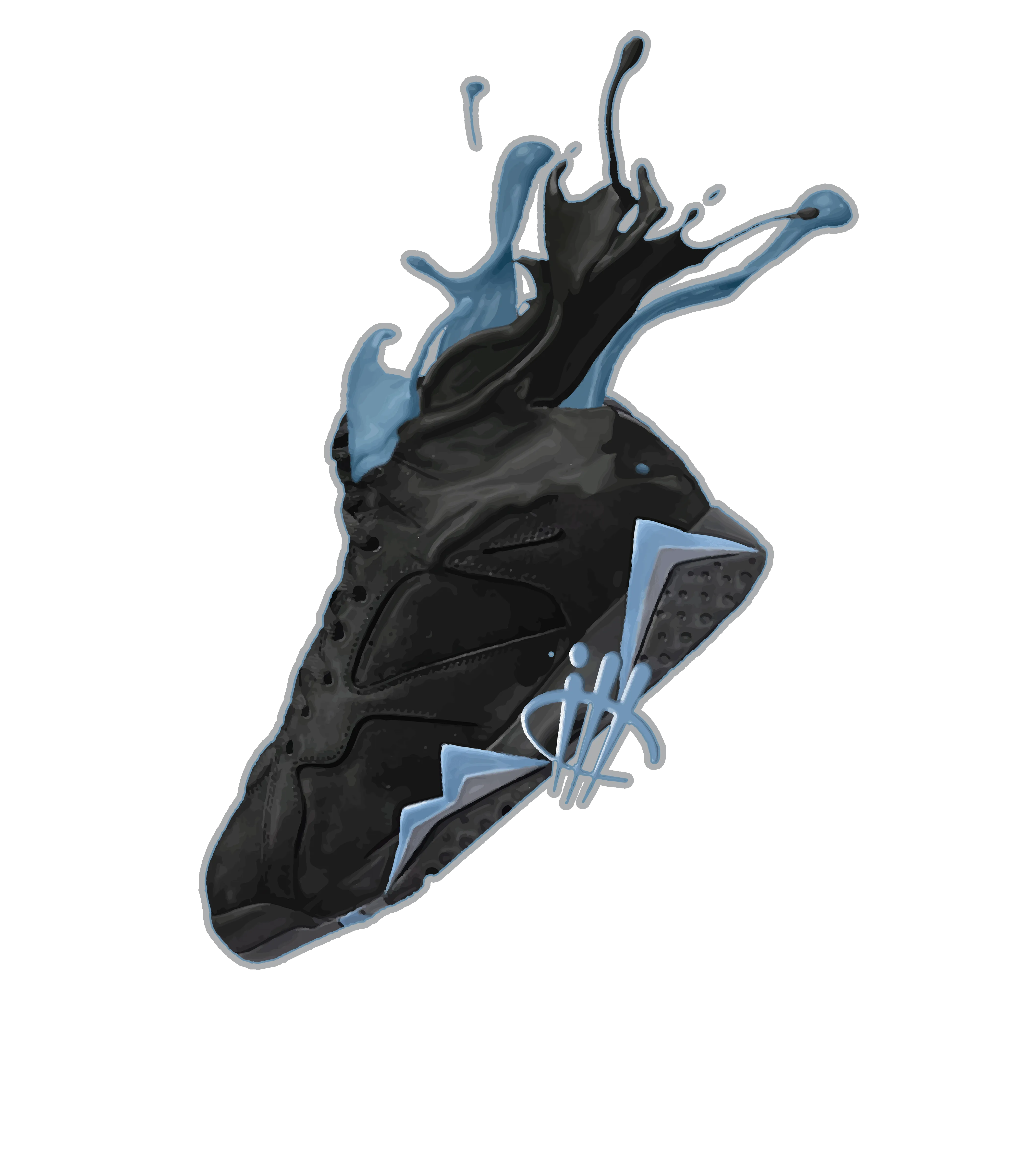 Air Jordan 7 Chambray - Black T-Shirt (SPLASH)