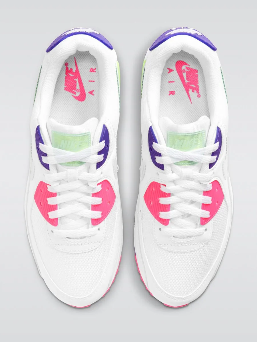 Air Max 90 Sneaker - White/Volt-Indigo Burst-Pink Blast