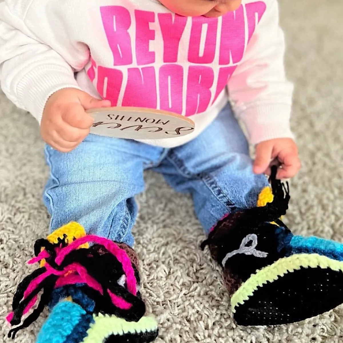 Baby Crochet IB-1 Tokyo (Includes 2 pair of laces, soft felt non-slip bottom & Shoe Box)