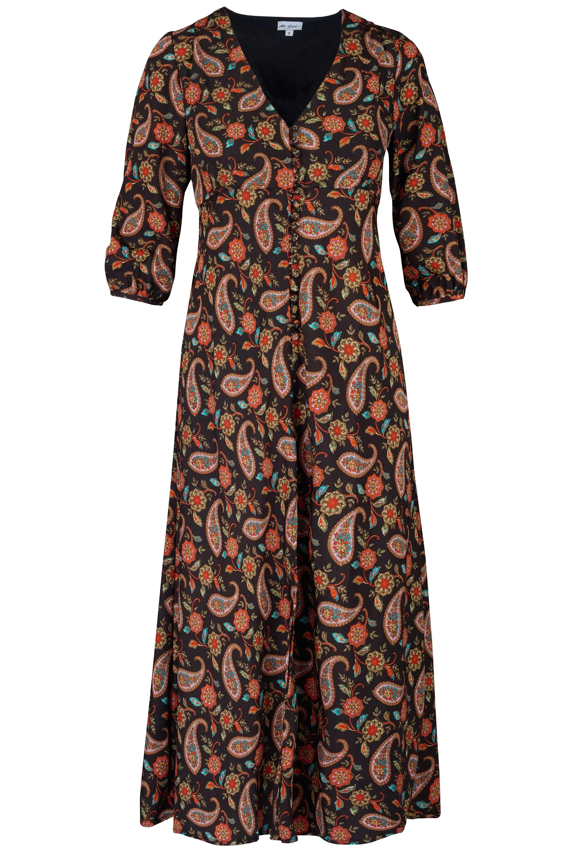 Belgravia Midi Dress in Chocolate Paisley