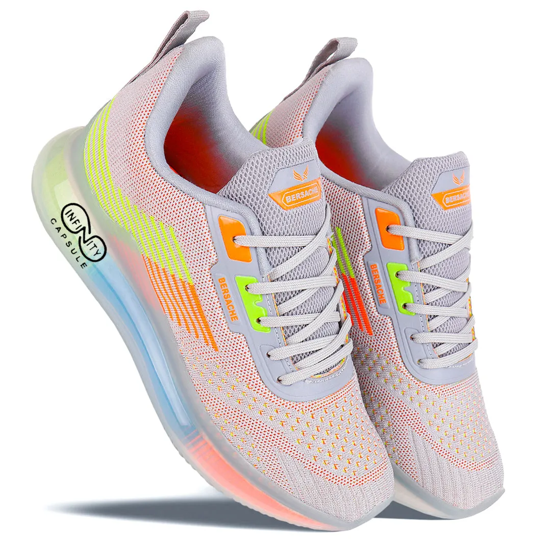 Bersache Lightweight Sports Running Shoes For Men Grey-9027
