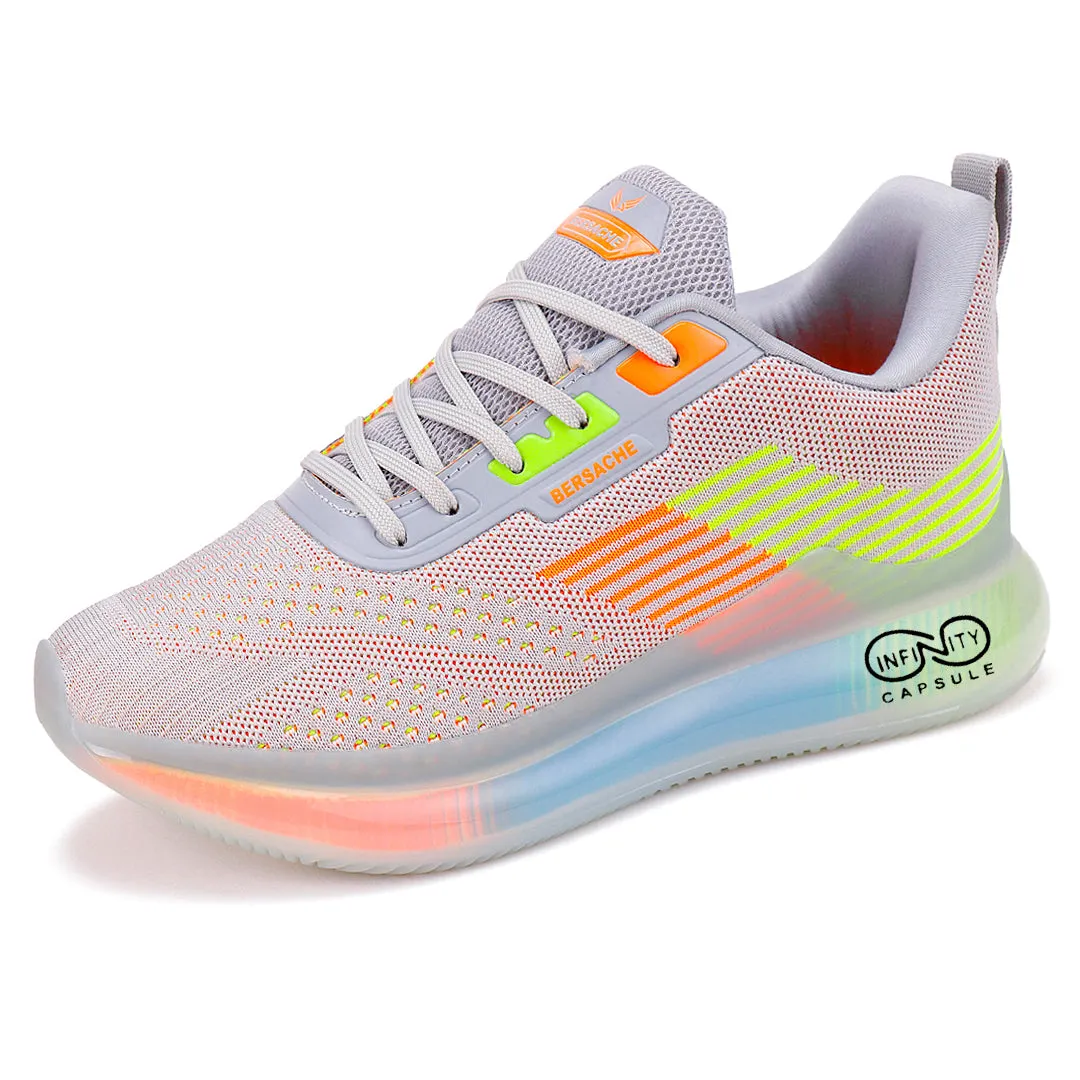 Bersache Lightweight Sports Running Shoes For Men Grey-9027