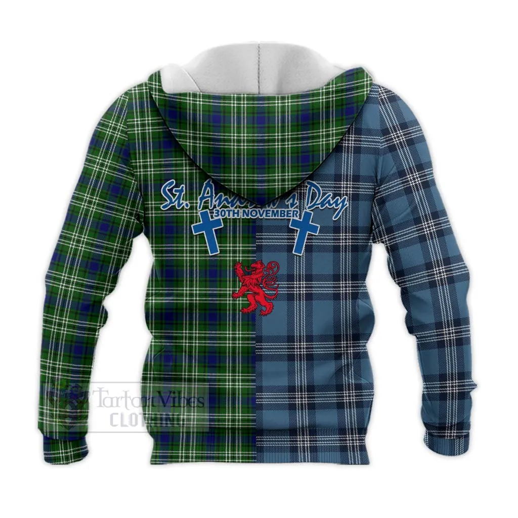 Blackadder Tartan Knitted Hoodie Happy St. Andrew's Day Half Tartan Style