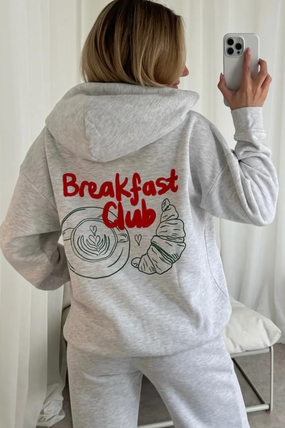 Breakfast club marl grey printed hoodie joggers loungewear