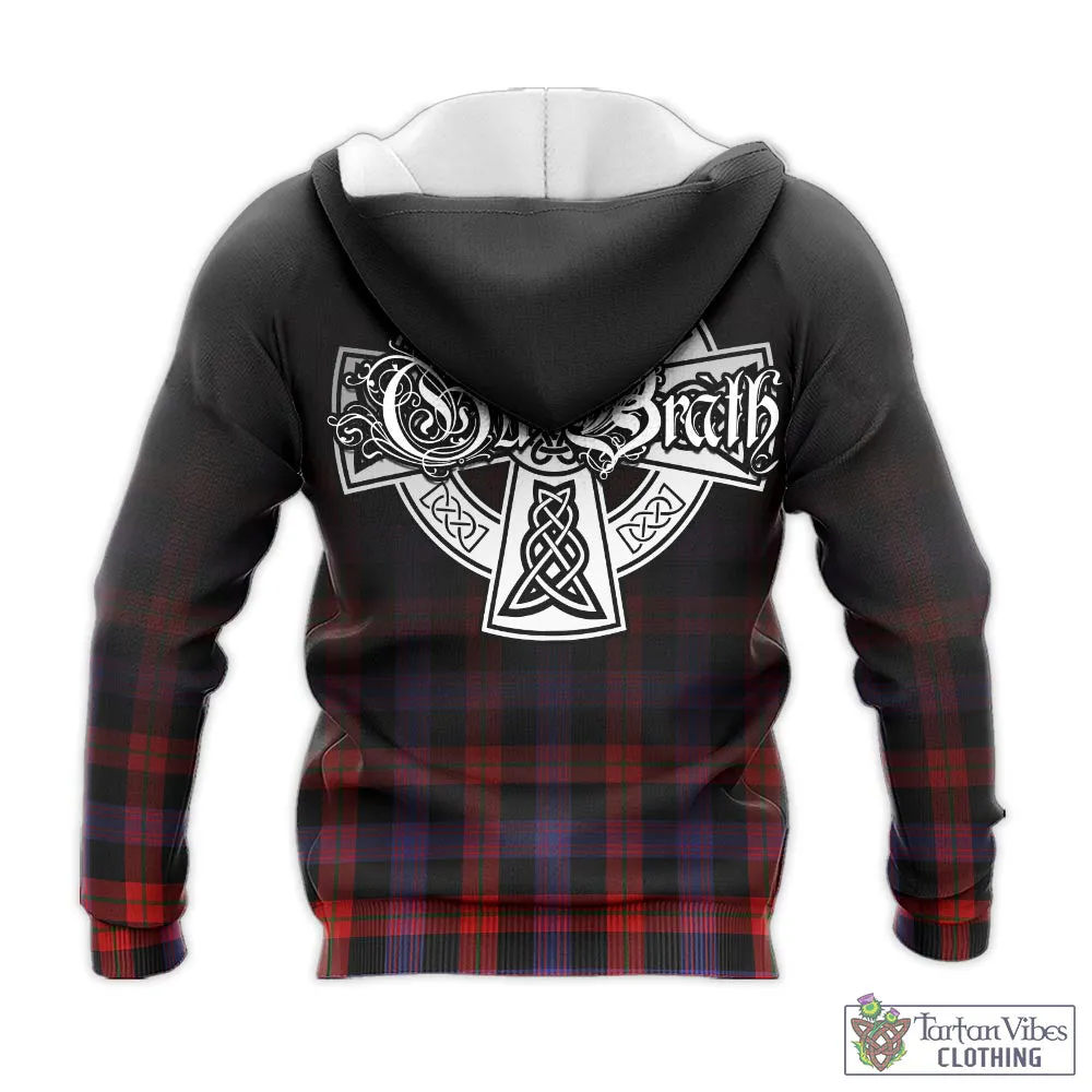 Broun Modern Tartan Knitted Hoodie Featuring Alba Gu Brath Family Crest Celtic Inspired