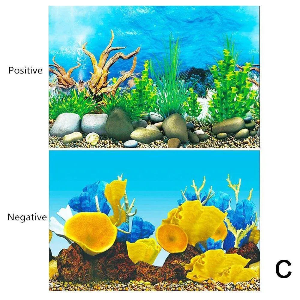 Captivating 3D Underwater Scene Aquarium Sticker Poster for Stunning Tank Makeover