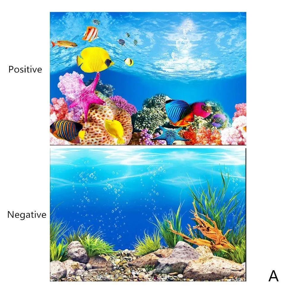 Captivating 3D Underwater Scene Aquarium Sticker Poster for Stunning Tank Makeover