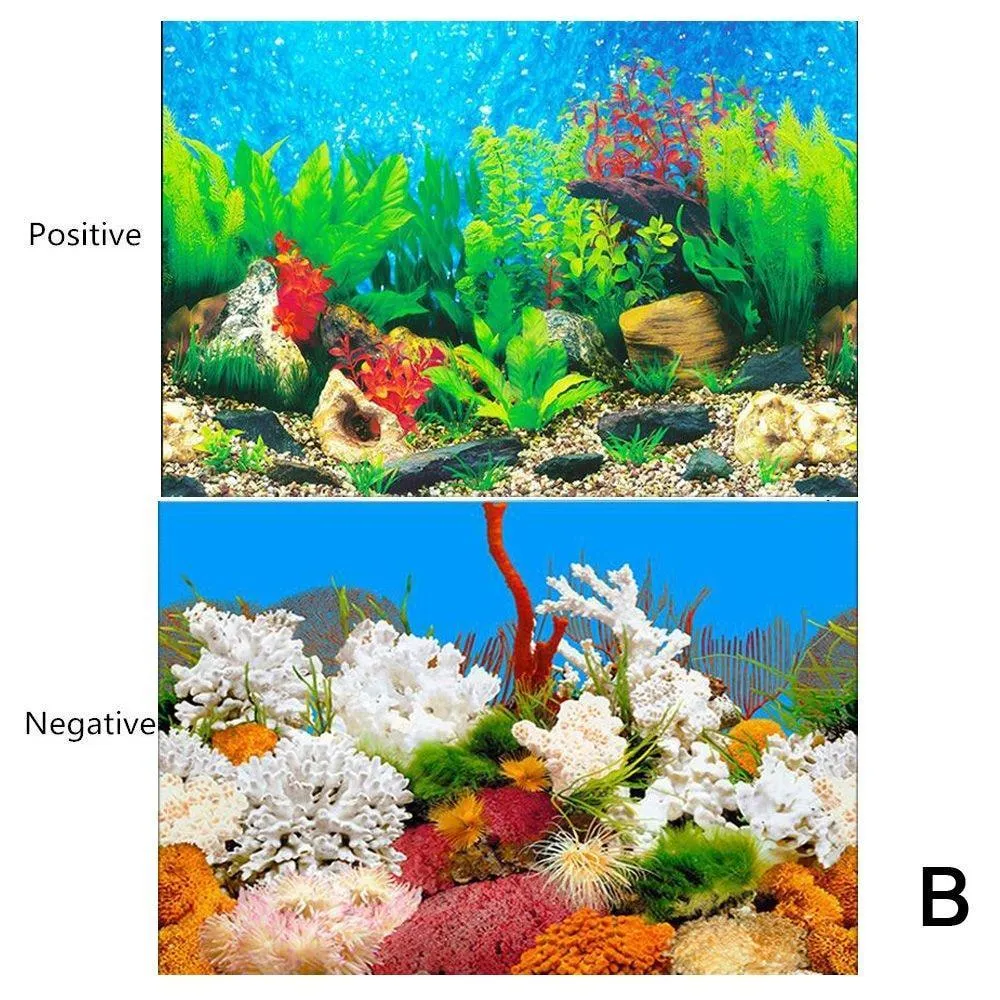 Captivating 3D Underwater Scene Aquarium Sticker Poster for Stunning Tank Makeover