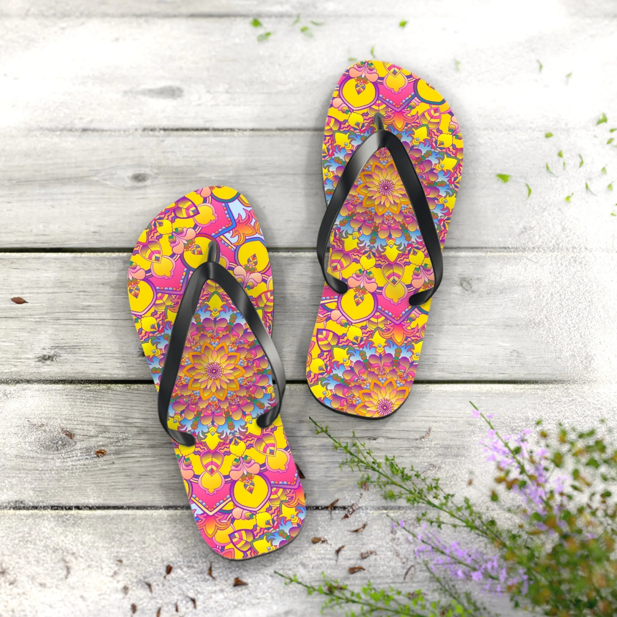 Colorful Mandala Flip Flops - Stylish Footwear