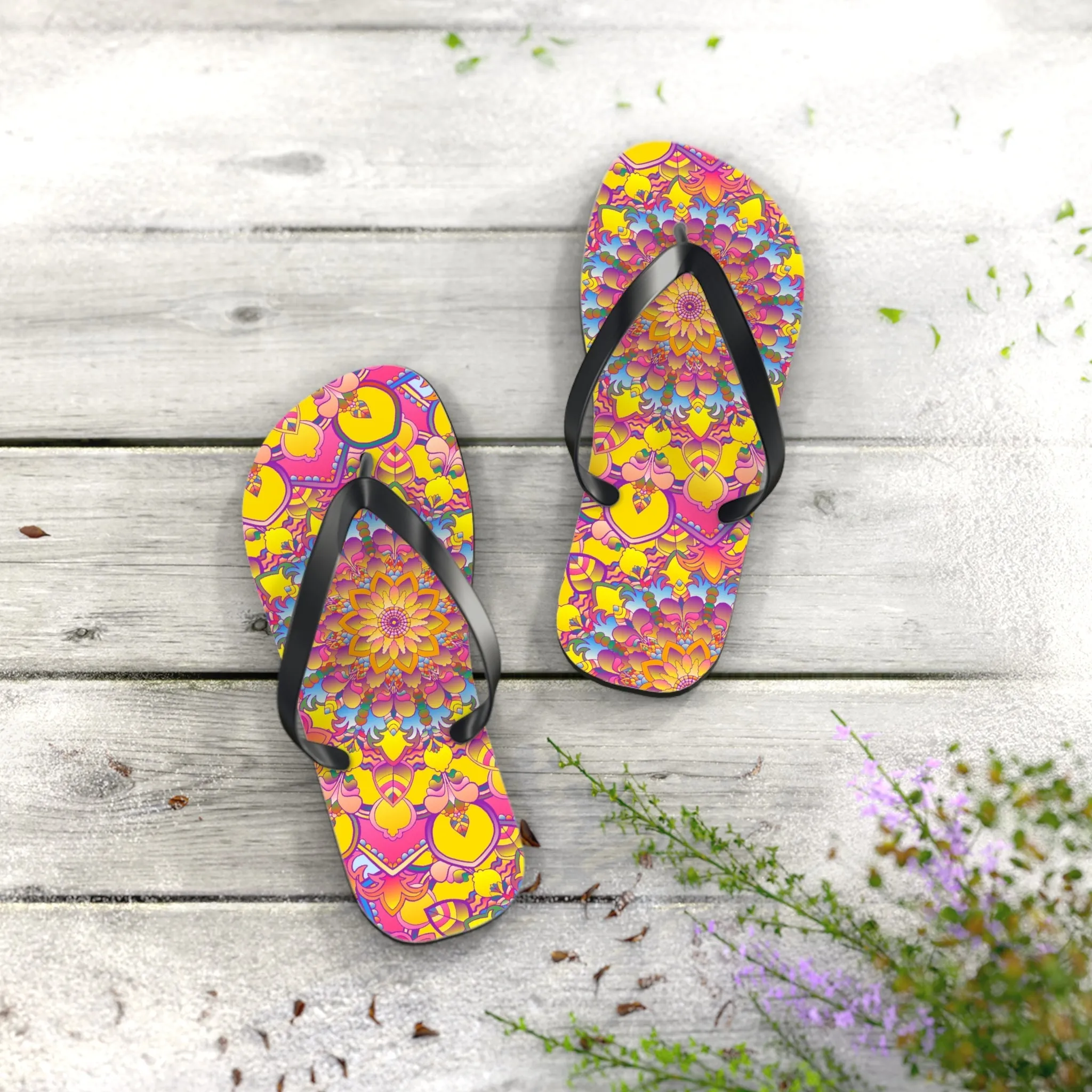Colorful Mandala Flip Flops - Stylish Footwear