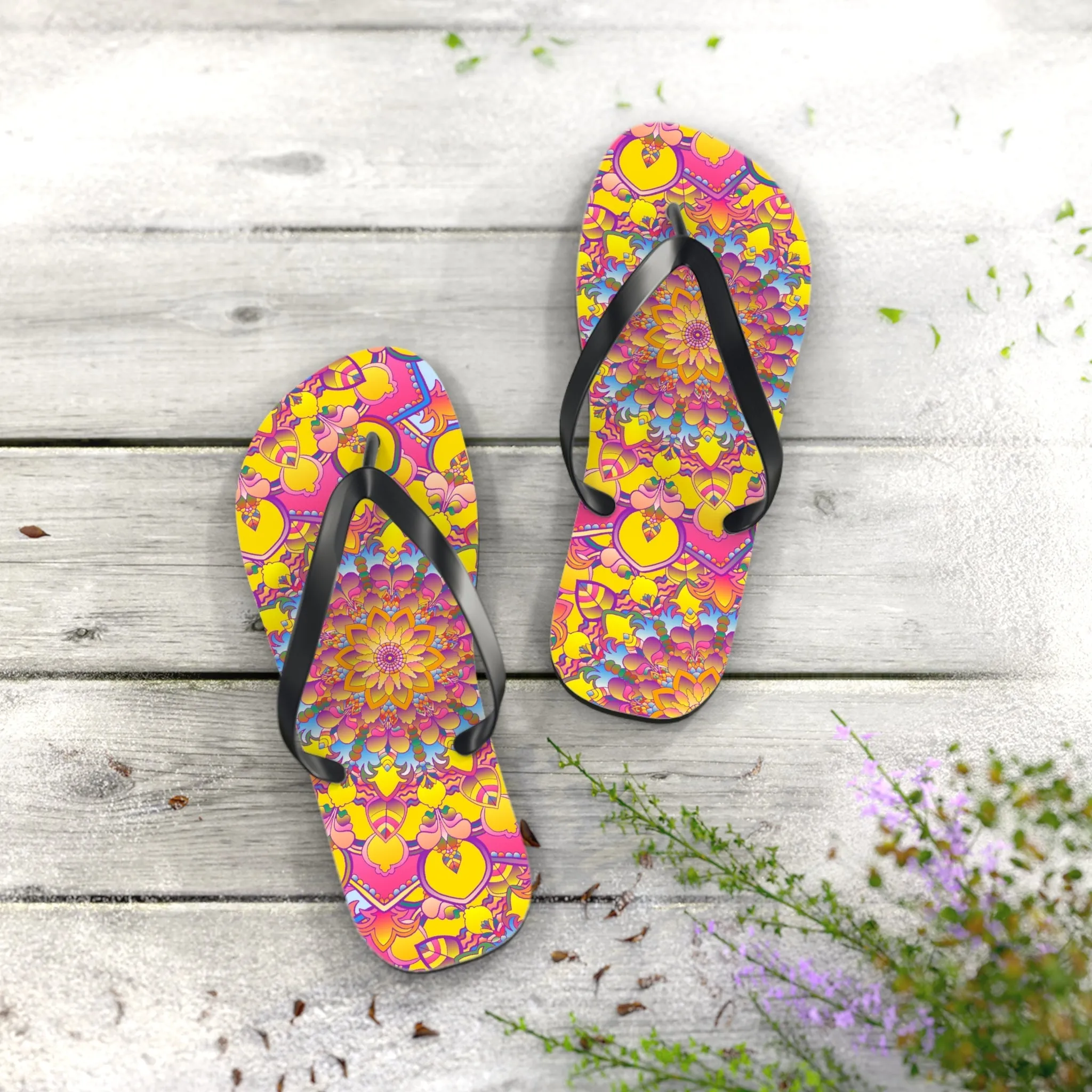 Colorful Mandala Flip Flops - Stylish Footwear
