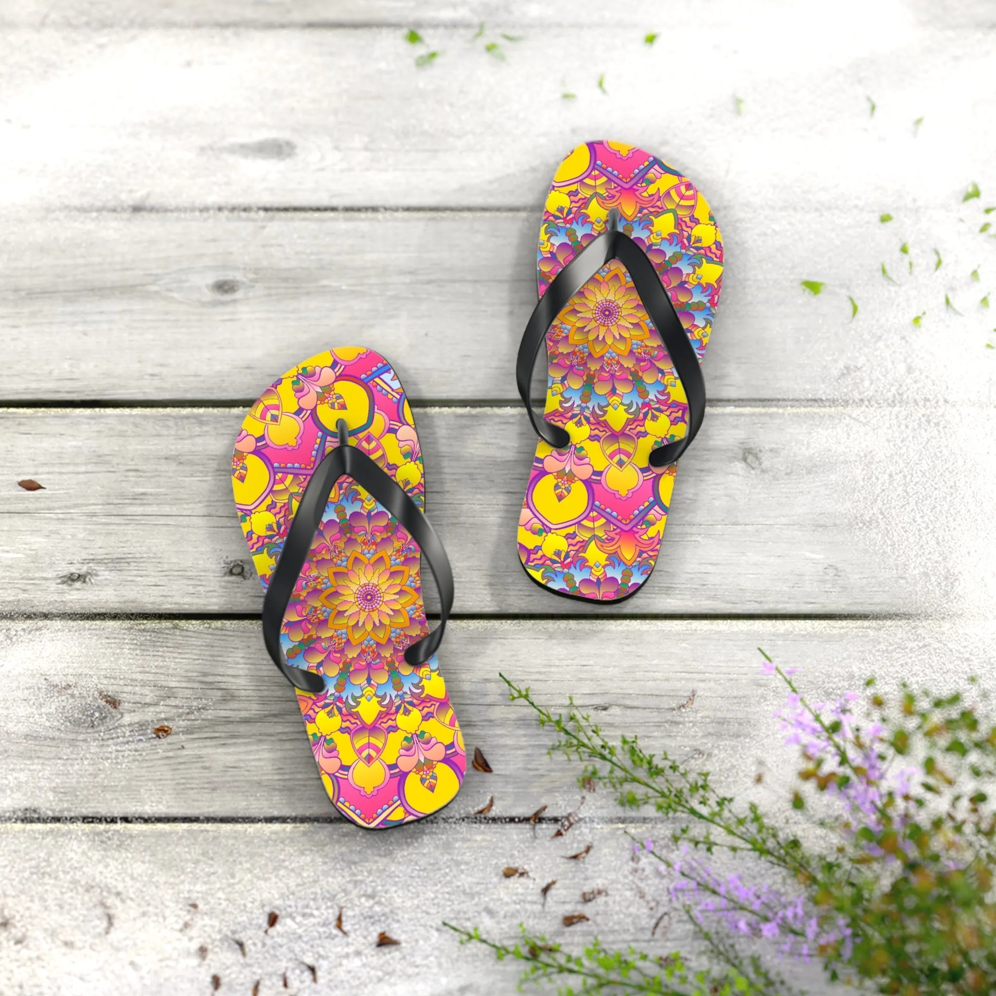 Colorful Mandala Flip Flops - Stylish Footwear