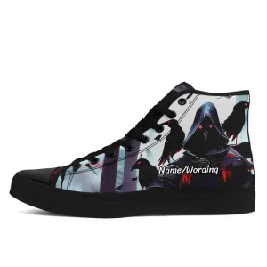 Corporate Gifts,Personalized Gothic Sneakers, Custom Skull,Floral Design, Stylish  High Top Walking Shoes