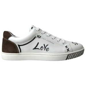 Dolce & Gabbana Sleek White Leather Casual Sneakers