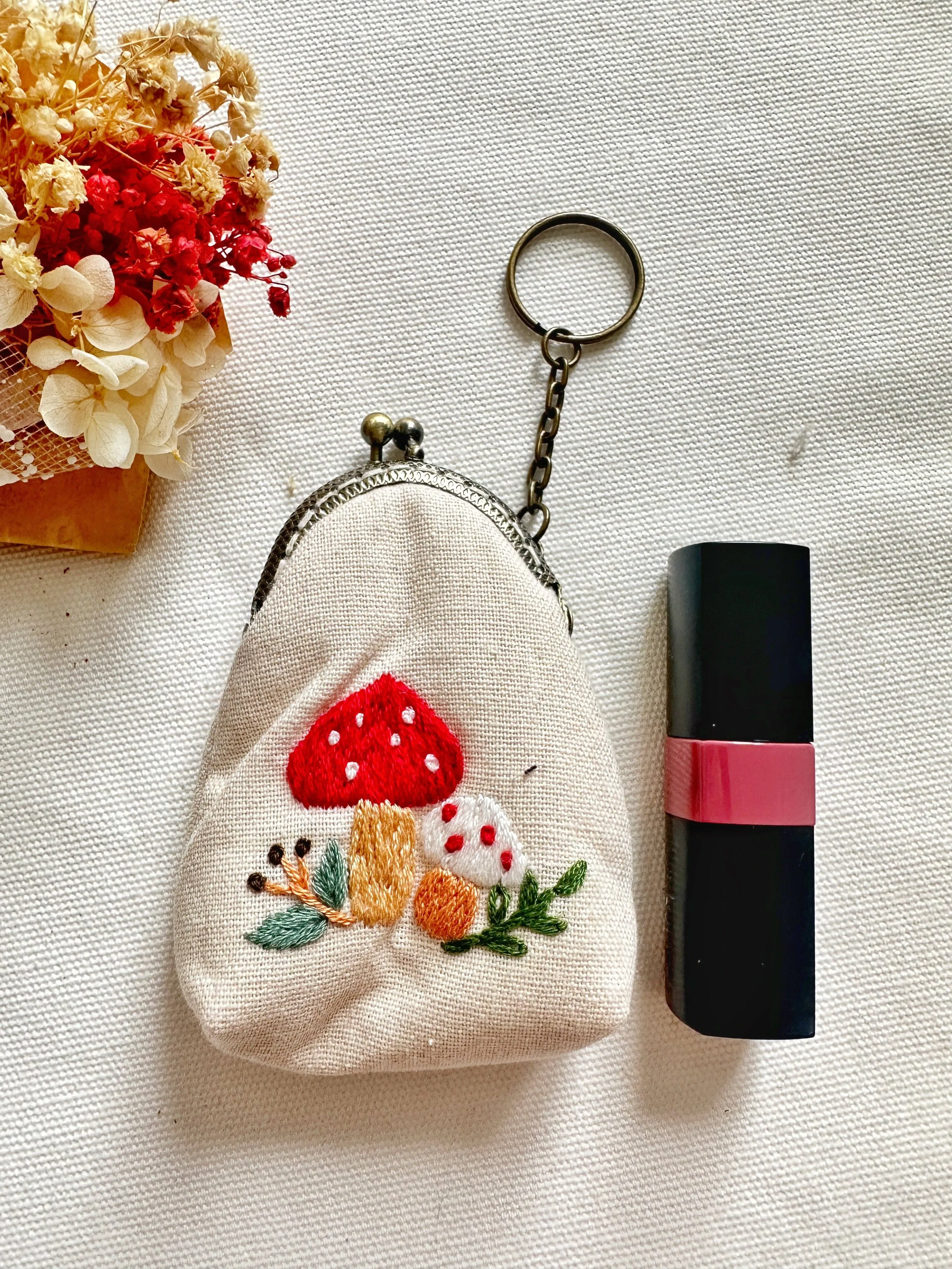 Embroidered Keychain Pouch | Handmade