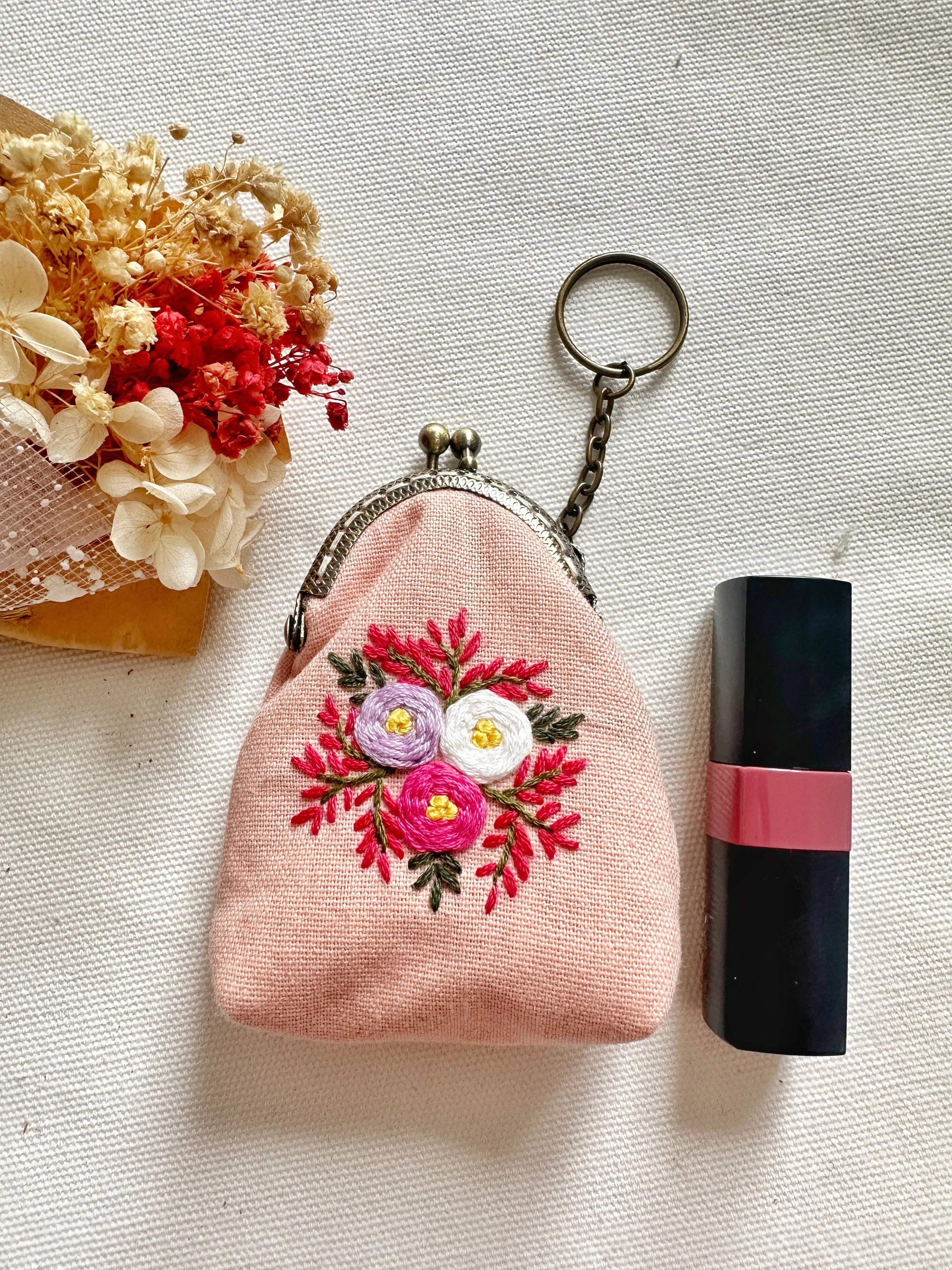 Embroidered Keychain Pouch | Handmade