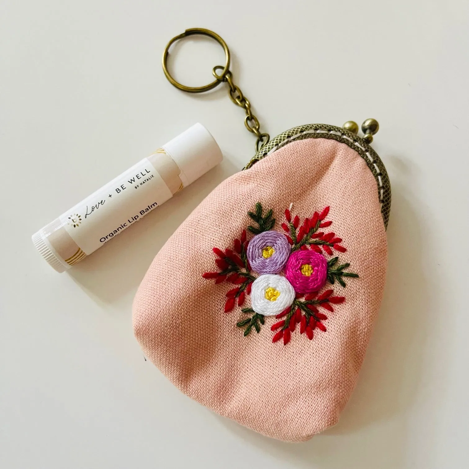 Embroidered Keychain Pouch | Handmade