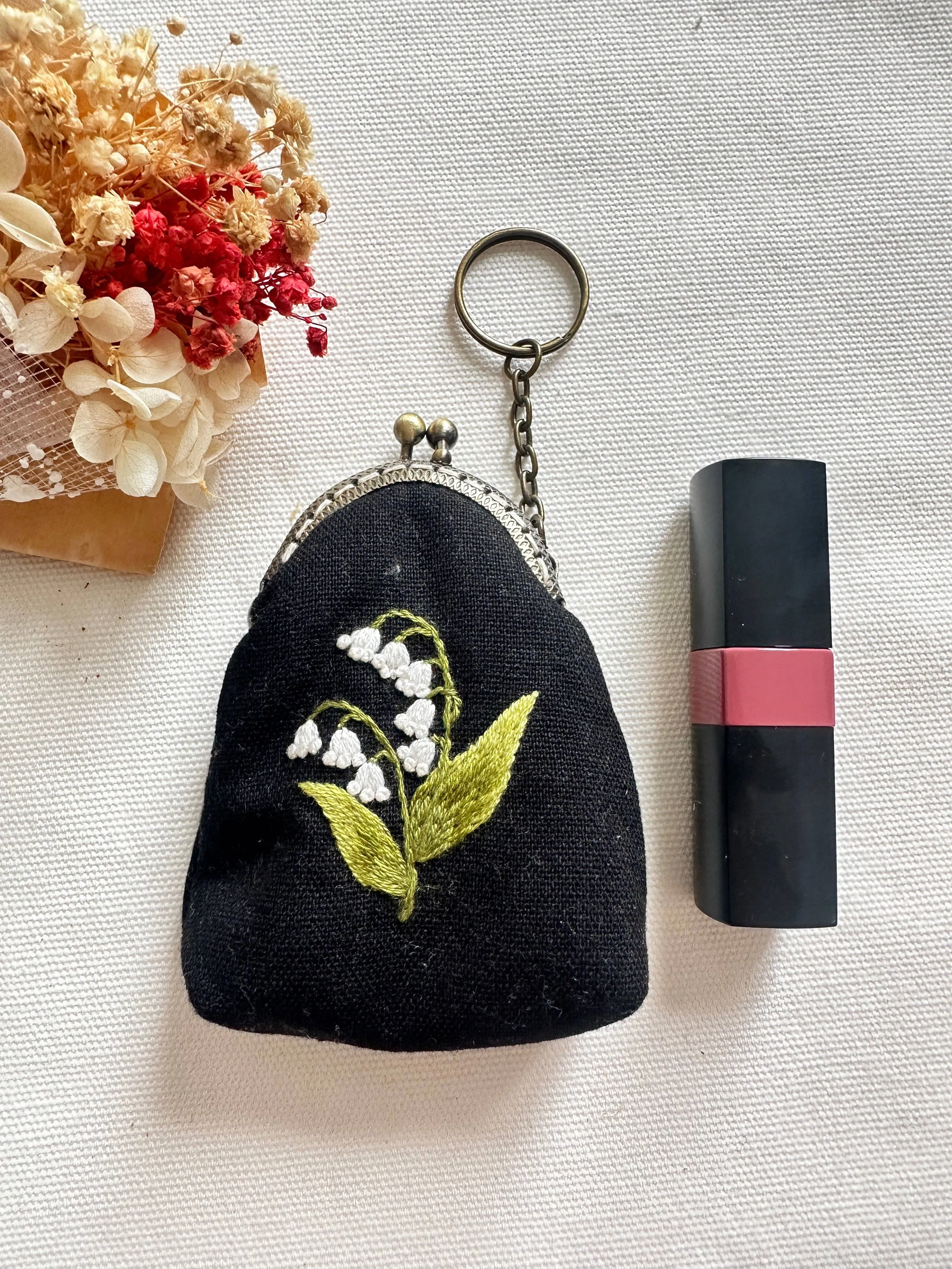 Embroidered Keychain Pouch | Handmade