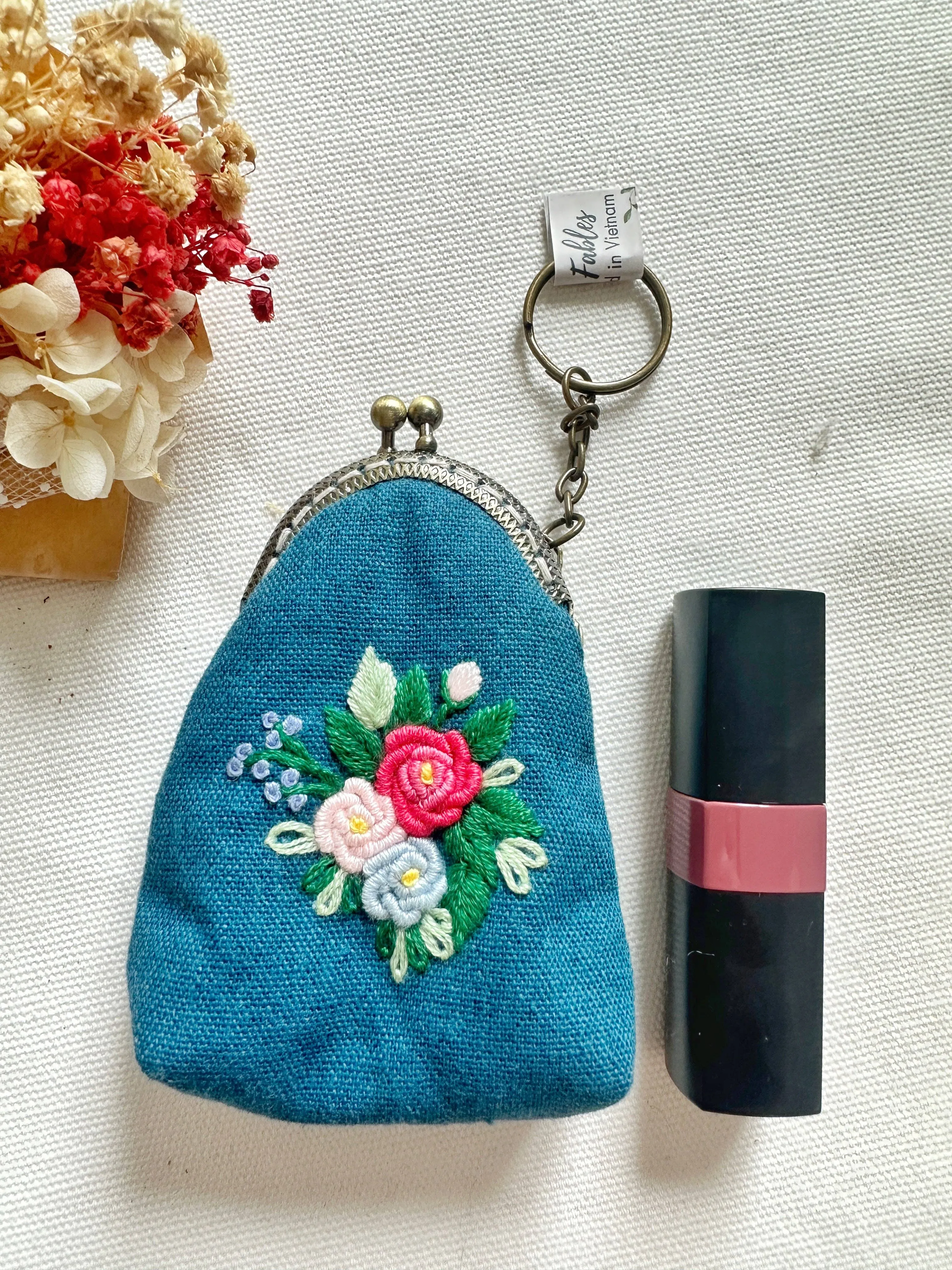 Embroidered Keychain Pouch | Handmade
