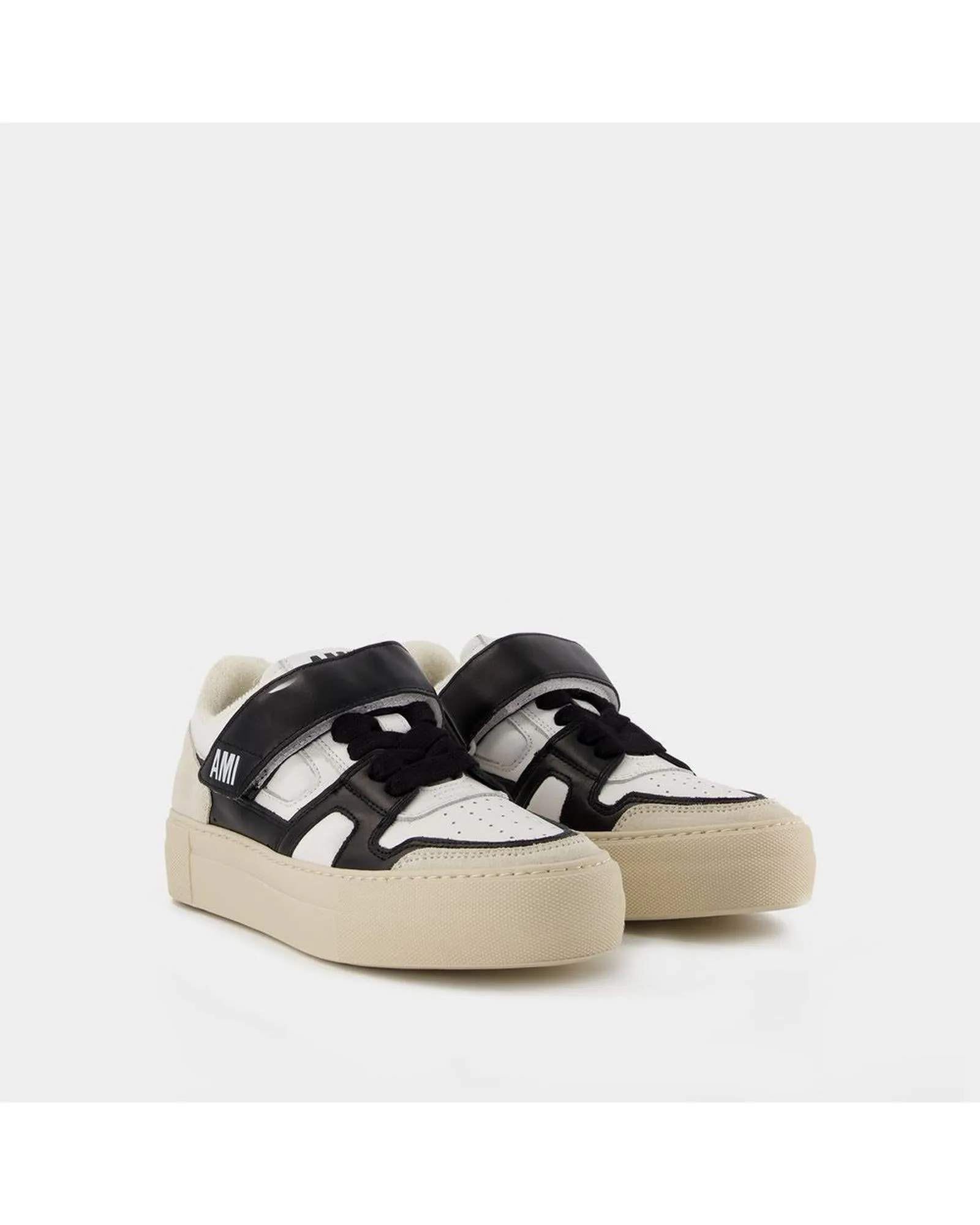 Essential Low-Top Sneakers in White/Multi Leather