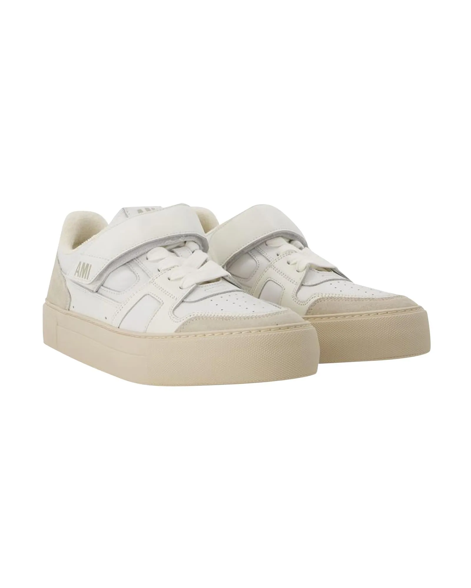Essential Low-Top Sneakers in White/Multi Leather