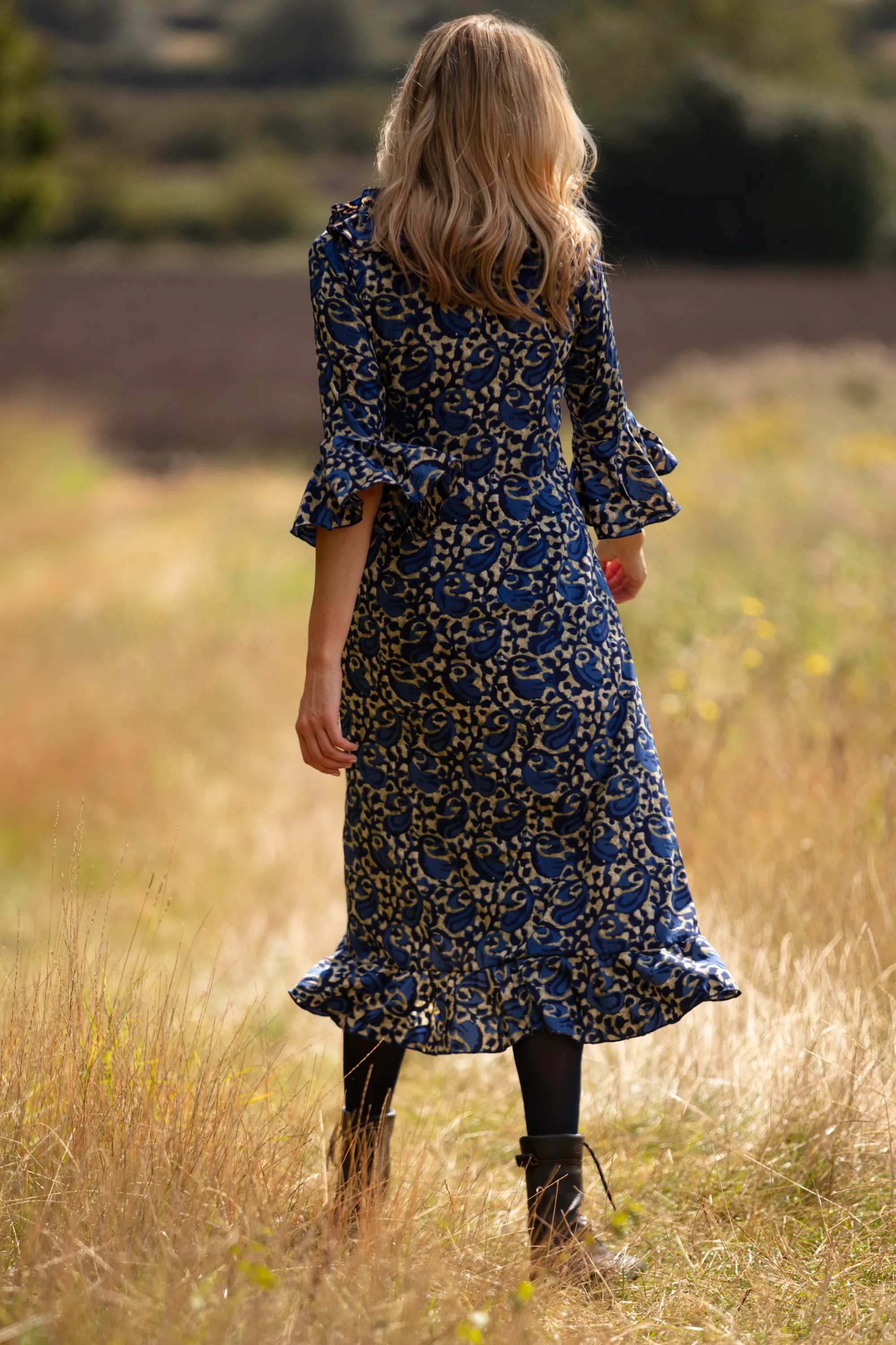 Felicity Midi Dress Navy Swirl