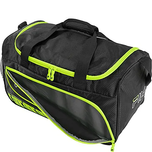 Fila Lasers Small Sports Duffel Bag Gym, Black/Blue One Size