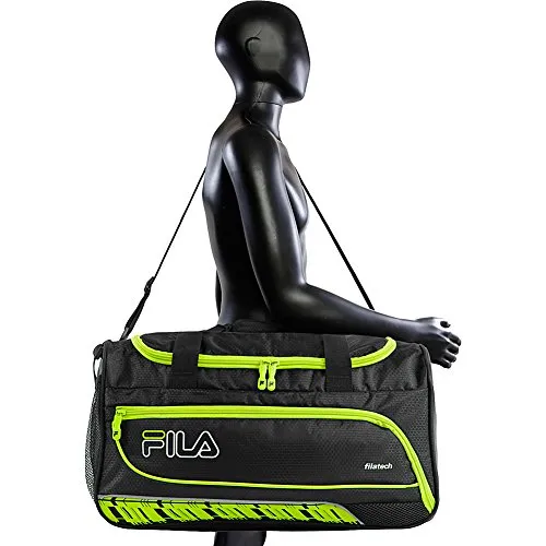 Fila Lasers Small Sports Duffel Bag Gym, Black/Blue One Size