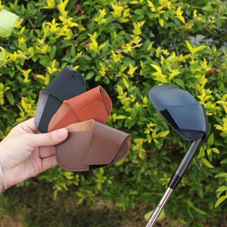 Golf Club Leather Cover Golf Club Cap Protective Cover(Brown)