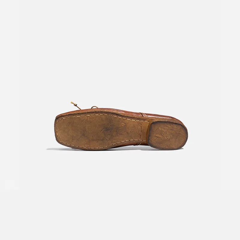 Goodyear Horse Leather Bowknot Flats For Women Leather Sole in Black/Brown/Green