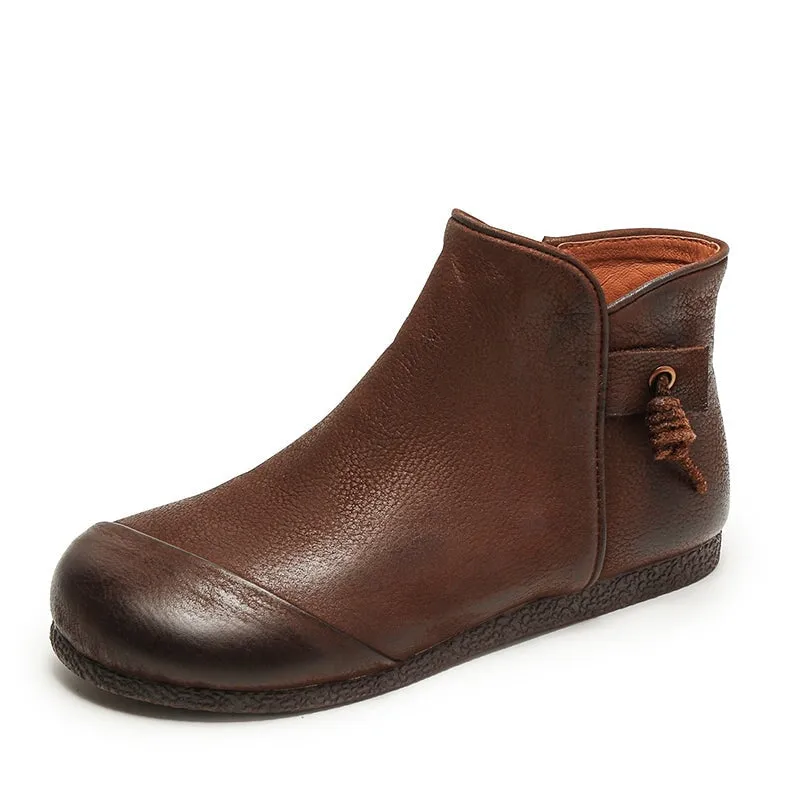 Handmade Mori Style Barefoot Ankle Booties With Zip Handmade Walking Boots in Grey/Coffee