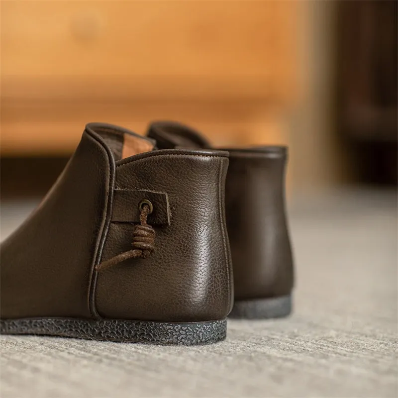 Handmade Mori Style Barefoot Ankle Booties With Zip Handmade Walking Boots in Grey/Coffee