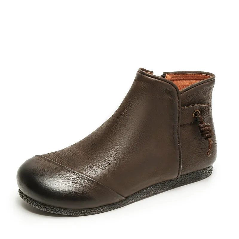Handmade Mori Style Barefoot Ankle Booties With Zip Handmade Walking Boots in Grey/Coffee