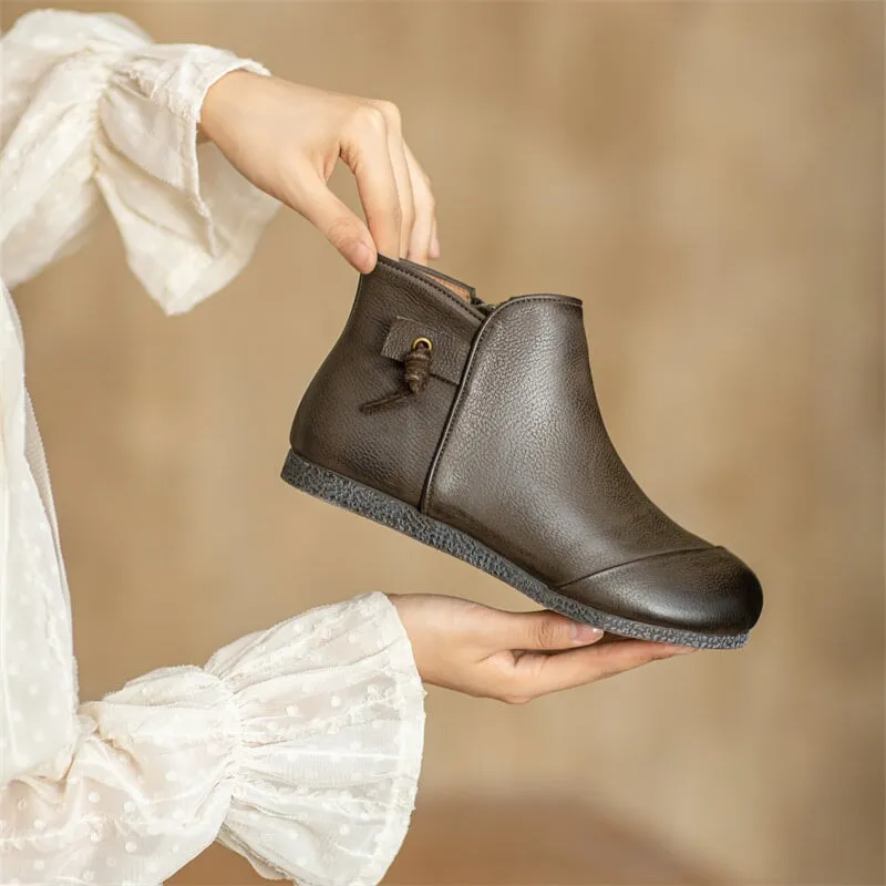 Handmade Mori Style Barefoot Ankle Booties With Zip Handmade Walking Boots in Grey/Coffee