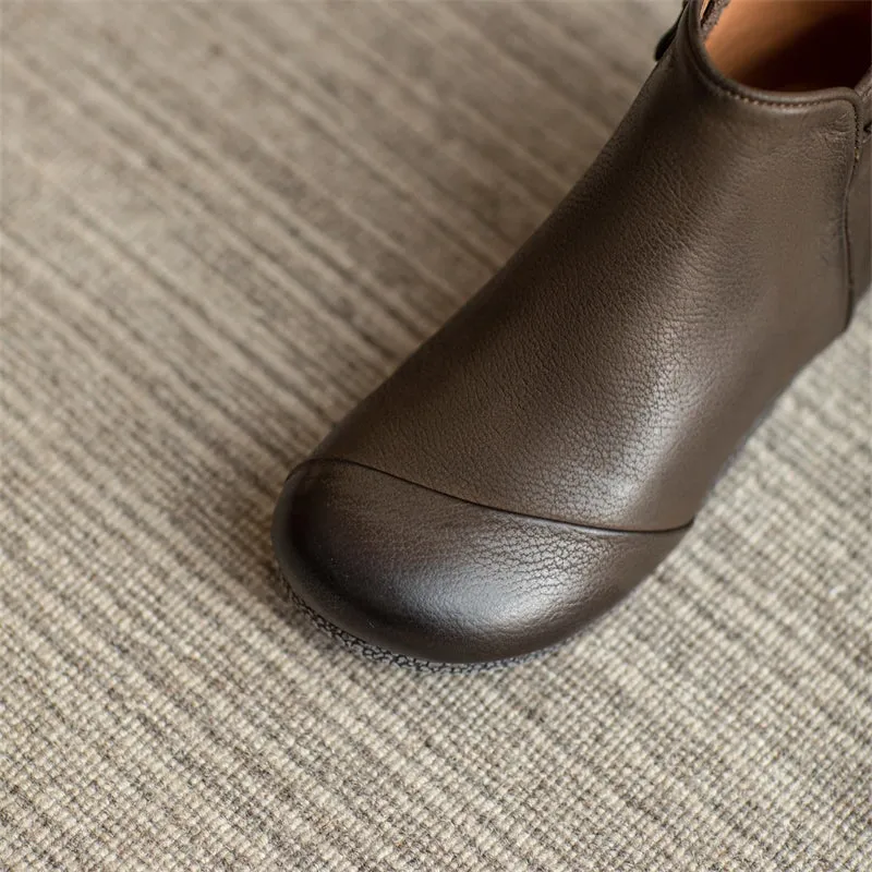 Handmade Mori Style Barefoot Ankle Booties With Zip Handmade Walking Boots in Grey/Coffee