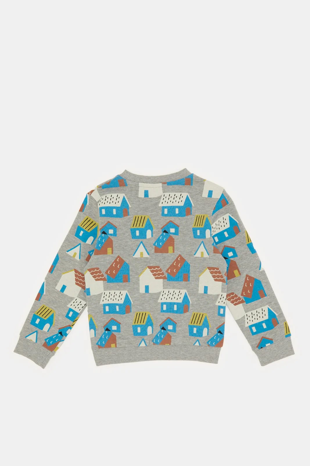 Infant Boys Grey Printed Sweatshirt