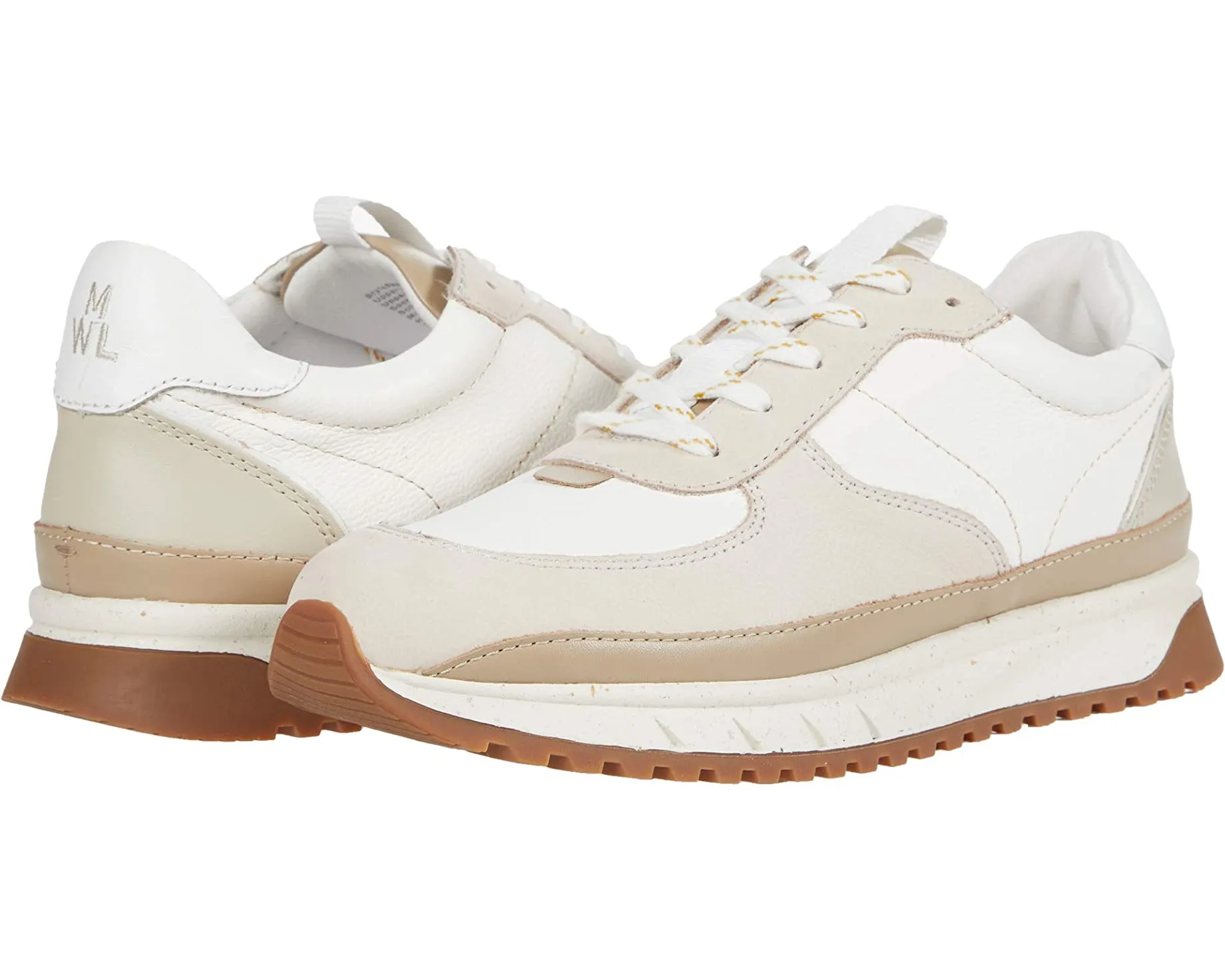 Kickoff Trainer Sneakers in Neutral Colorblock Leather Madewell, cream