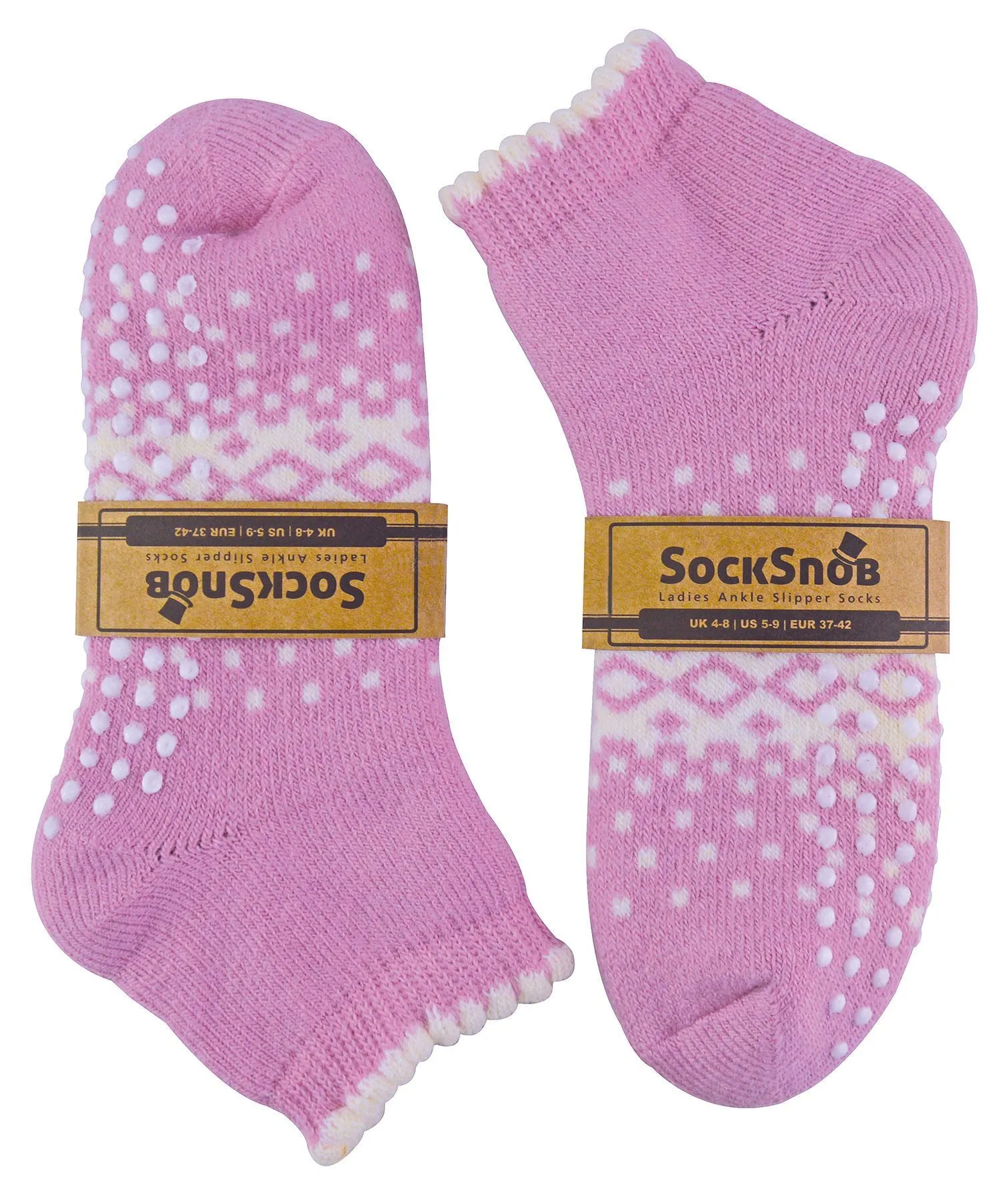 Ladies Ankle Slipper Socks (4-8 / Pink)