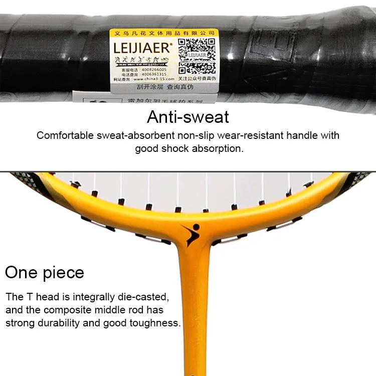 LEIJIAER 8502 Carbon Composite Badminton Racket   4 Sweatbands Set for Adults