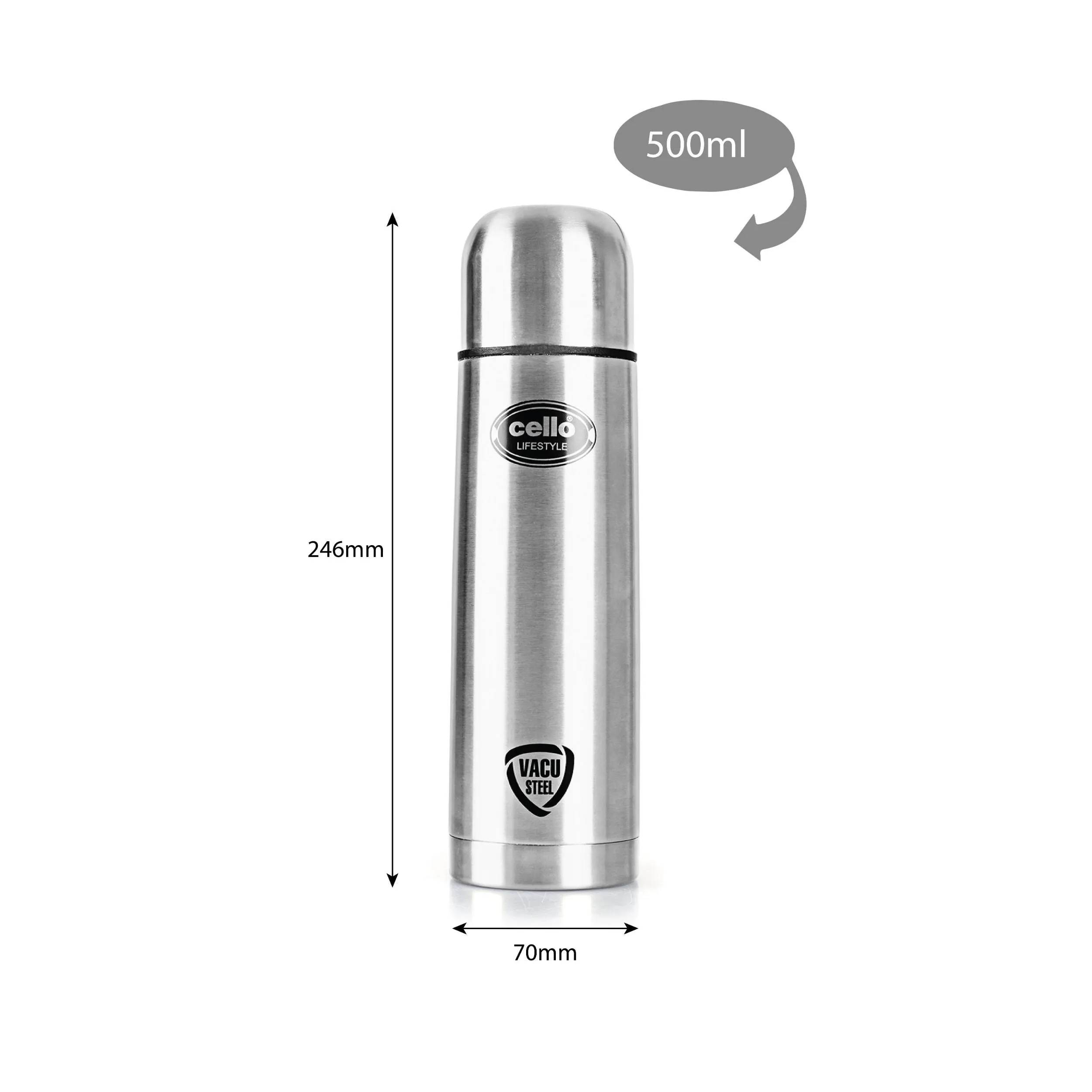 Lifestyle Flask, Vacusteel Water Bottle with Thermal Jacket, 500ml