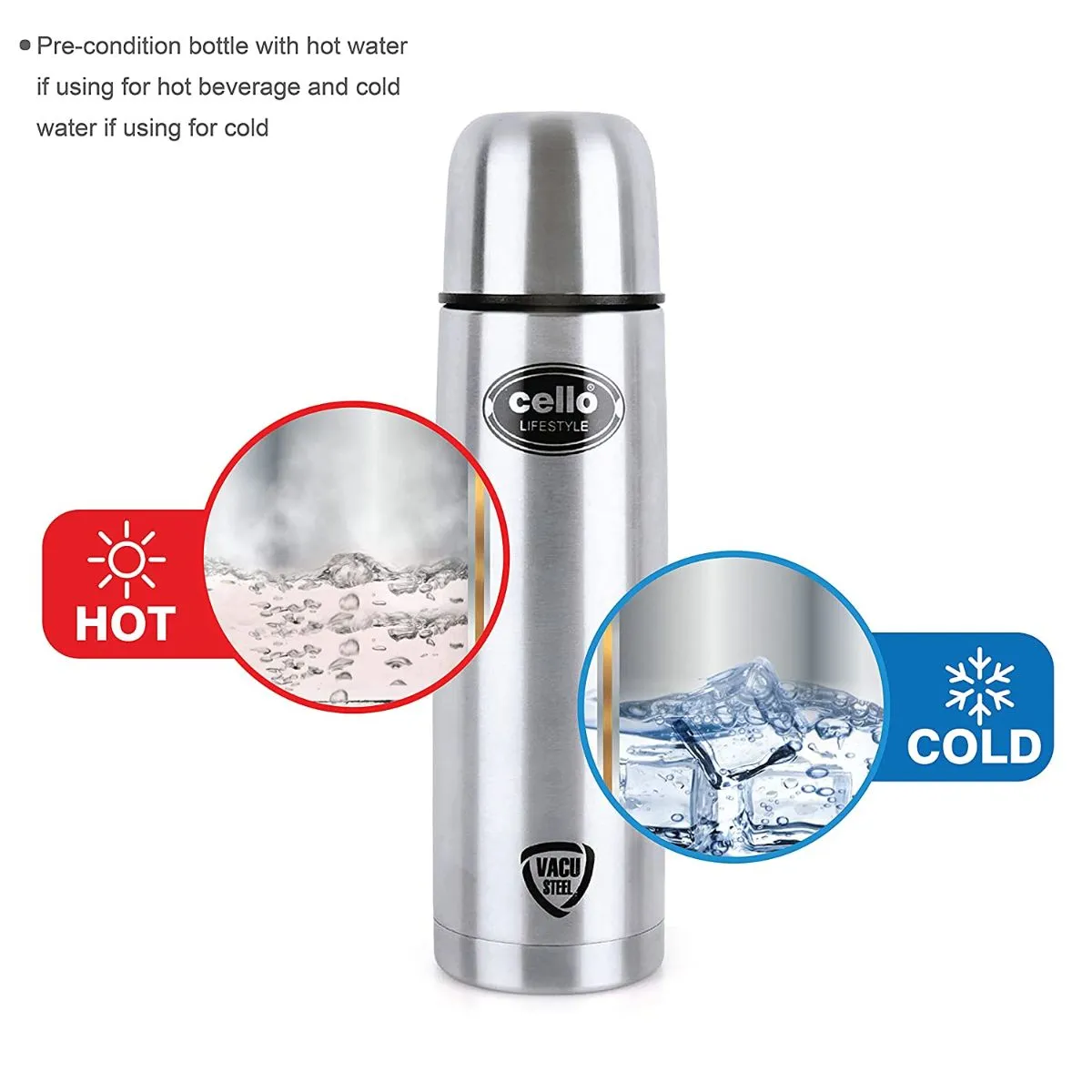 Lifestyle Flask, Vacusteel Water Bottle with Thermal Jacket, 500ml