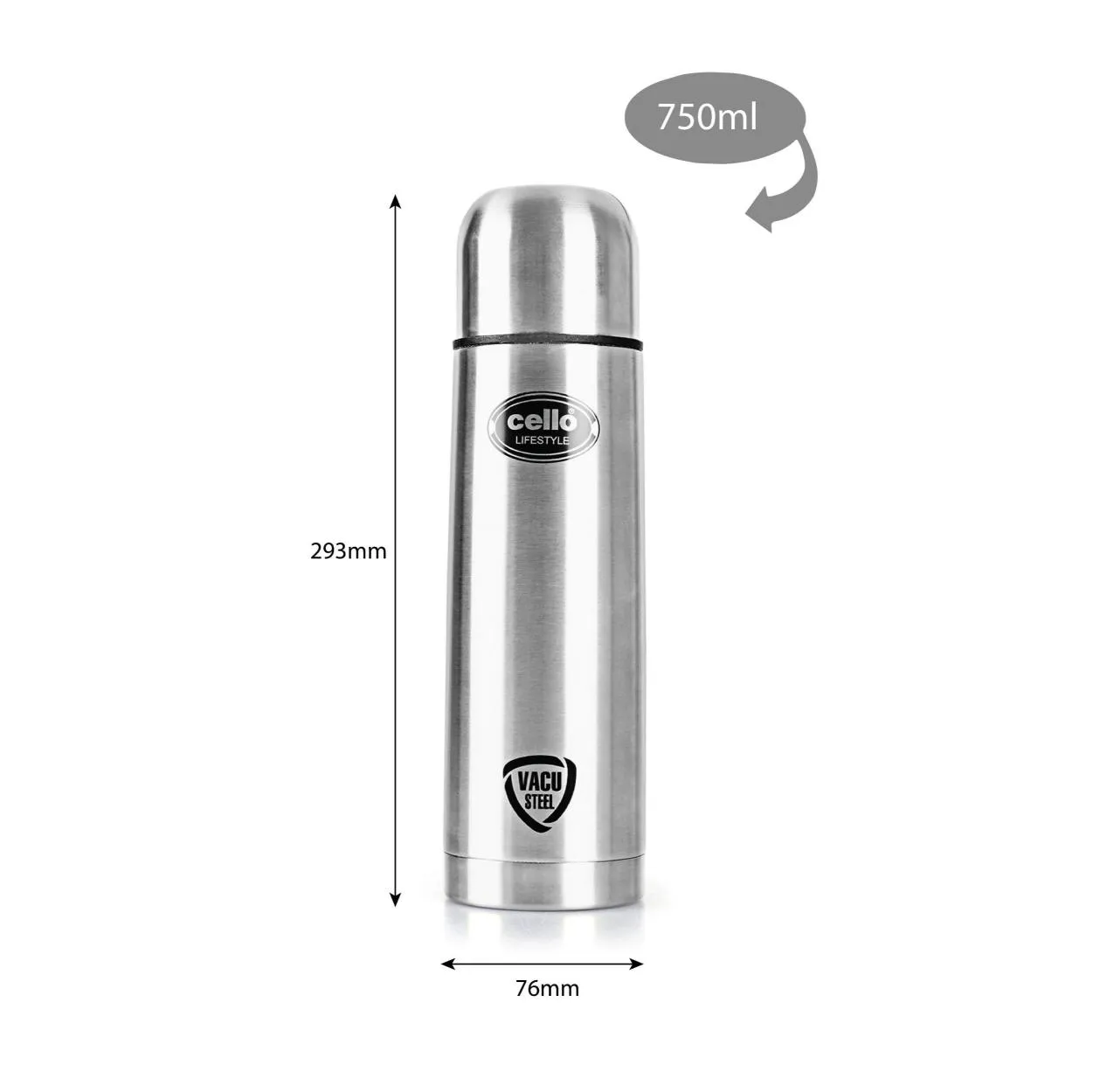 Lifestyle Flask, Vacusteel Water Bottle with Thermal Jacket, 750ml