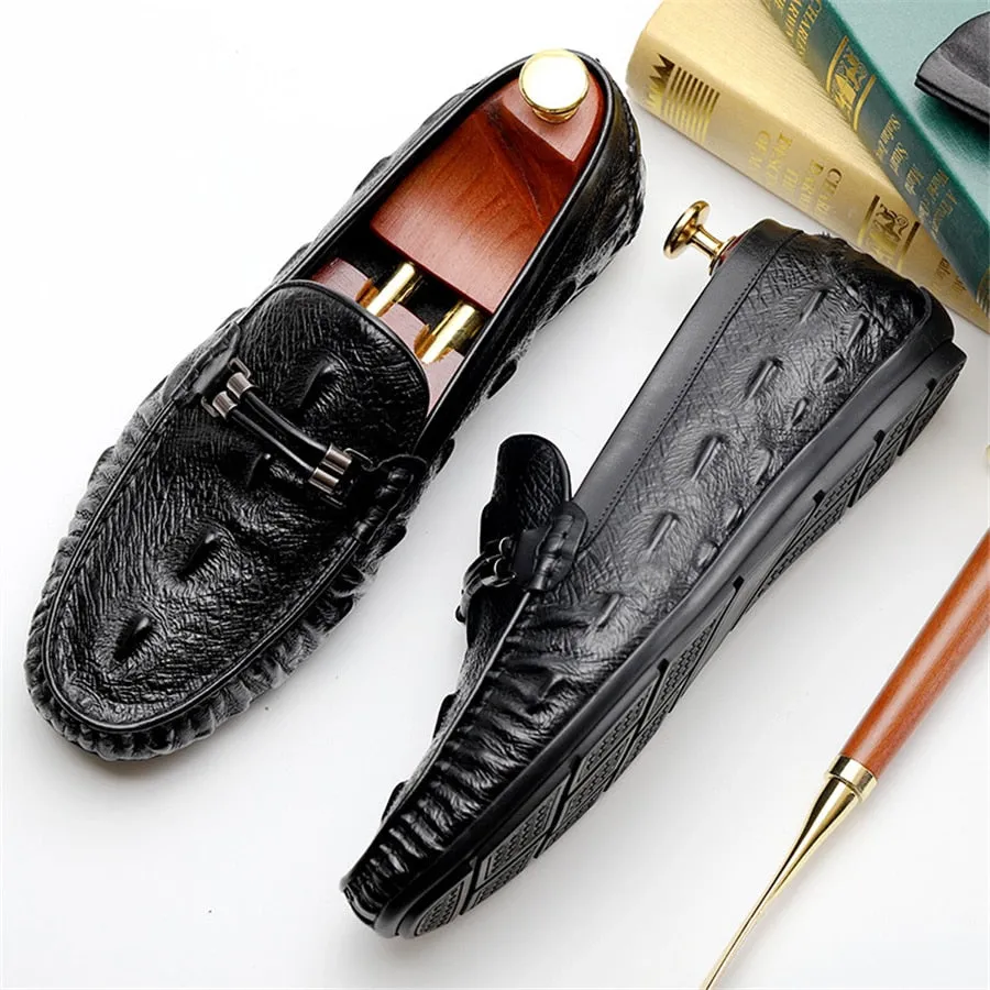 Luxury CrocTex Leather Brogue Loafers